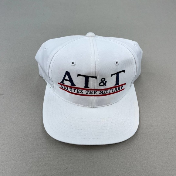Vintage The Game AT&T Snapback Hat Adult White Split Bar Logo Glued Tag 90s - Picture 2 of 7